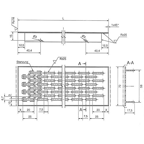 SO-TECH® Rejilla de Ventilación Placa del Puente Paneles de Ventilación Malla perforada Aluminio EV1 - Oval 250 mm