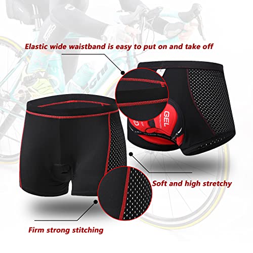 SOLO ACTFIT Pantalones Cortos de Ciclismo para Hombre Bicicleta Ciclismo Ropa Interior Pantalones Cortos Rspirables y Ligeros con 3D Gel Acolchado MTB Bicicleta Pantalones Cortos (Rojo, L)