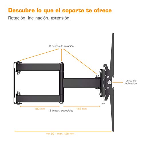 Soporte de pared para TV Samsung de 32-65 pulgadas negro, soporte para TV giratorio fácil de instalar, colgar TV y ajustable al televisor, soporte para televisor de pared