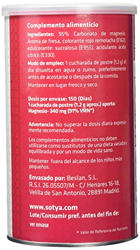 SOTYA - Carbonato de Magnesio, sabor fresa, bote 180 gr