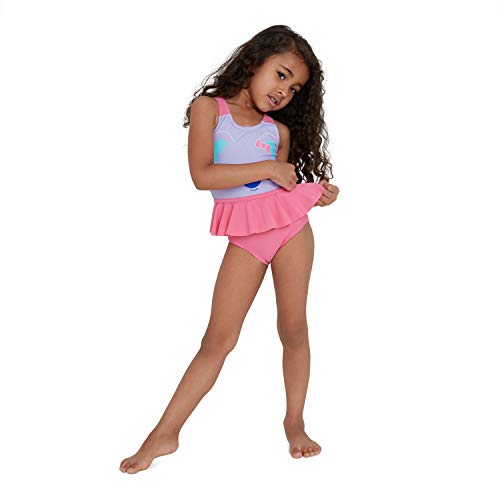 Speedo Koala Frill Bañador Niña Piscina y Playa, Color Violeta/Rosa, Talla 2 Años