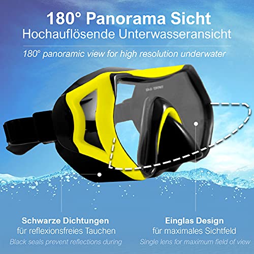 Sportastisch Máscara de buceo "Dive Under"' Gafas herméticas, antiniebla, anti-fugas hechas de vidrio templado, Máscaras de snorkel para adultos profesionales con hasta 3 años de garantía*