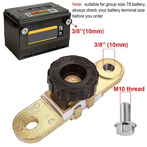 Spurtar Interruptor de Batería Poste Lateral, 200A Terminal de Interruptor de Corte de Batería de Motocicleta de Vehículos de RV Desconexión Antifugas (negro)