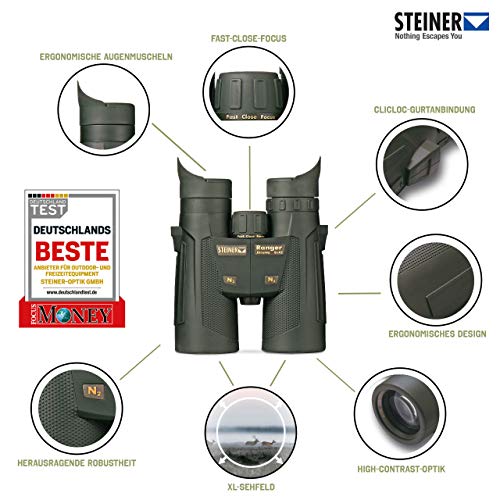 Steiner Ranger Xtreme 8x42 Prismáticos de caza - calidad de imagen brillante, detalles nítidos, luz brillante, gran campo de visión - para un éxito de caza confiable incluso en condiciones de poca luz