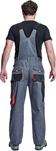 Stenso Des-Emerton - Pantalones con Peto de Trabajo para Hombre Slim fit - Gris/Negro/Naranja - 54