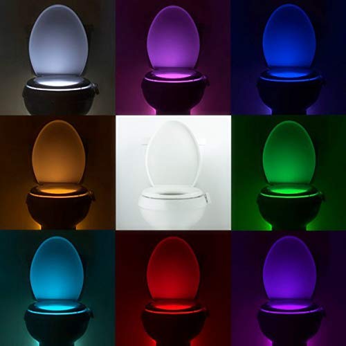 Stilhogar Luz Nocturna led para Inodoro con Sensor de Movimiento. Luz de WC (Toilet Light). Luz de Vater led WC con detección Movimiento y 8 Colores Diferentes.