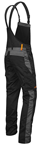 strongAnt® - Pantalón de Peto elástico de Trabajo Berlin 260gr, Bolsillos para Rodilleras - Hecho en Europa - Talla: 50, Color: Negro-Gris