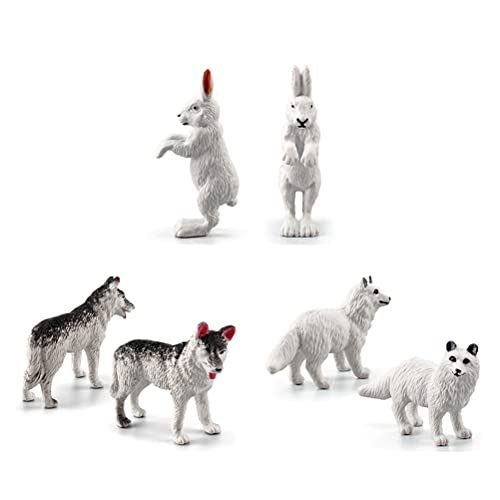 Stylebest El Juego de 18 Figuras de Juguete de Animales árticos Polares Incluye Lobo Blanco, búho Blanco, Zorro Blanco, Conejo ártico, Zorro ártico, Husky y Animal de simulación de iglú para niños