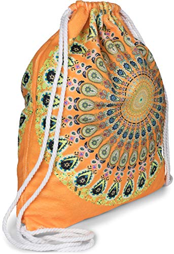 styleBREAKER Bolsa de Gimnasio para Mujeres con un Colorido Estampado de Mandala en Estilo étnico, Mochila, Bolsa de Deporte, Bolsa 02012320, Color:Naranja