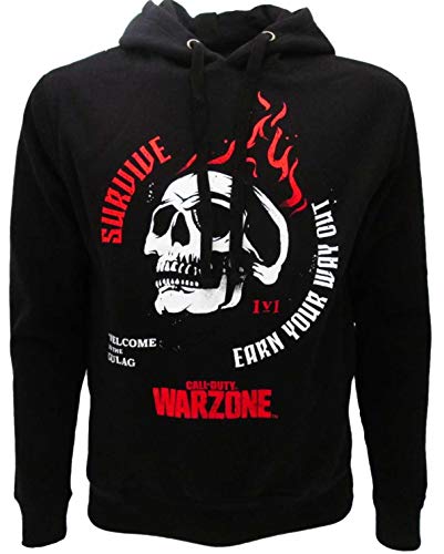 Sudadera Call of Duty Warzone Gulag Survive Original WZ Oficial Negra Adulto y Niño con Capucha y Bolsillo Frontal Negro S