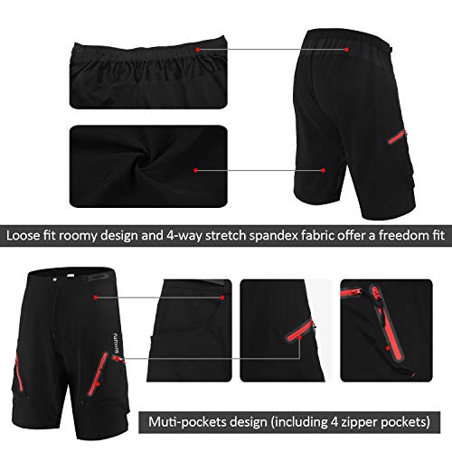 SUKUTU Pantalones Cortos de Ciclismo para Hombre Pantalones Cortos de MTB Pantalones Cortos de Bicicleta de montaña Pantalones Cortos de Ciclismo Holgados y Transpirables