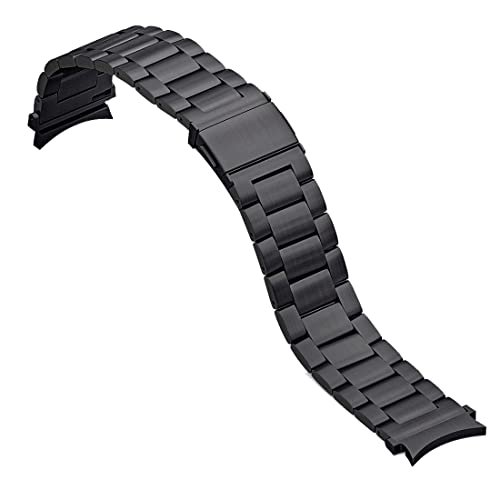 SUNDAREE Compatible con Correa Galaxy Watch 4,Negro Metal Acero Inoxidable Reemplazo Pulseras Repuesto Conector Smartwatch Band para Samsung Galaxy Watch 4 Classic 42MM 46MM/Galaxy Watch4 40MM 44MM