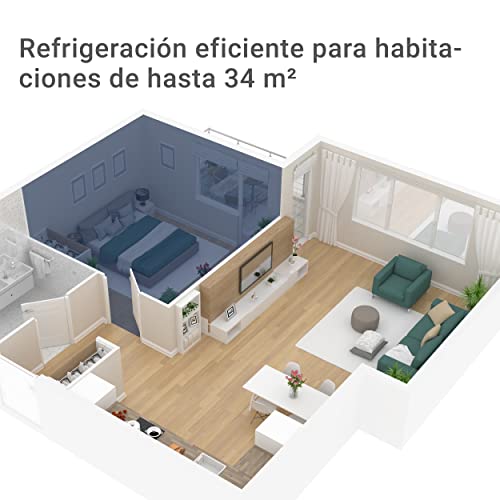 Suntec Aire Acondicionado 3 en 1 Portatil - Refrigeración, Ventilación y Deshumidificación, Silencioso, Temporizador 24 h, Mando a Distancia (Advance 9.0 Eco)