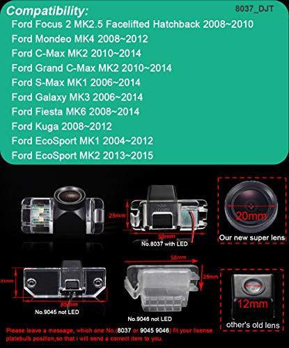 Super HD CCD Sensor IP68 20mm 170 Gran Angular Visión Nocturna Vista Posterior Cámara de Marcha atrás para Ford Focus 2/Mondeo MK4/C-Max MK2/S-Max MK1/MK3/Fiesta MK6/Kuga/EcoSport MK1