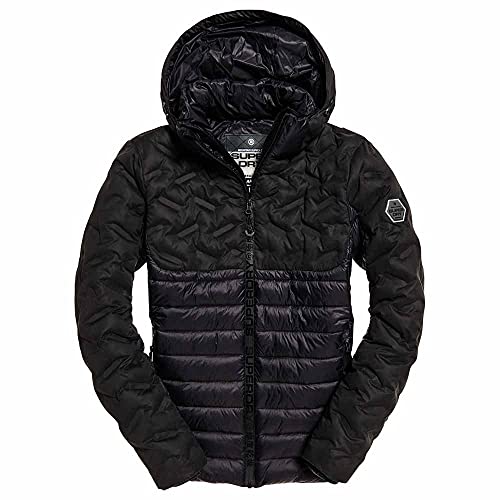 Superdry Radar Mix Quilt Fuji Chaqueta, Negro (Black 02a), 3XL para Hombre