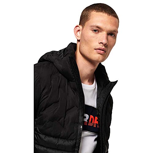 Superdry Radar Mix Quilt Fuji Chaqueta, Negro (Black 02a), 3XL para Hombre