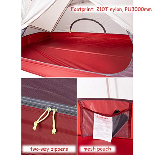 Tagar Tienda Versión Actualizada 3 Temporadas, Tienda Impermeable Al Aire Libre Doble Capa Poste de Aluminio Ultraligero Tienda de Camping de 20D Silicona para 2 Personas