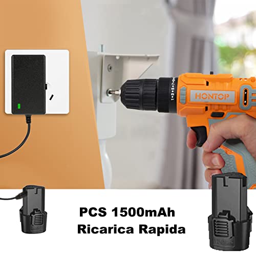 Taladro Atornillador 12V con 2 Baterías, Atornillador Eléctrico 2 Velocidades, Destornillador Inalámbrico con 25+1 Ajustes de Par, Taladro Batería, 24 Piezas de Accesorios Adecuado para Bricolaje, etc