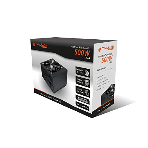 Talius Fuente alimentación para PC ATX 500W, Ventilador de 12cm silencioso.