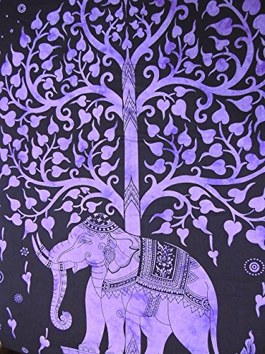 Tapestry Single Multi Dry Tree hippie mandala Wall Hanging Art Decor Mandala Tapestries Hippie Dorm 84X55 inches AAKRITI GALLERY (Multi) (Purple)