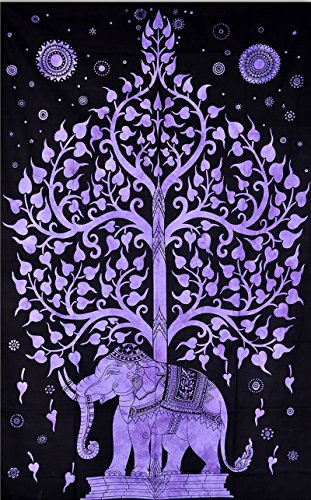 Tapestry Single Multi Dry Tree hippie mandala Wall Hanging Art Decor Mandala Tapestries Hippie Dorm 84X55 inches AAKRITI GALLERY (Multi) (Purple)