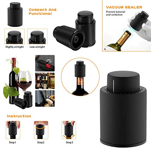 Tapones de Botella para Champán/vino, 2 Unidades, Tapón de Vacío con Marcador de Fecha, Reutilizables, Tapón de Botella de Vino, Bomba de Vacío de Corcho, el Mejor Regalo para Los Amantes del Vino