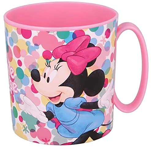 Taza Disney Minnie Mouse Vaso de plástico 350 ml para microondas con asa para niños desayuno Minnie Mouse