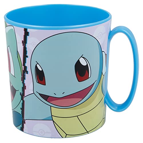 Taza vaso de plástico 350 ml para microondas con mango Niños desayuno BPA-free Pokemon Pikachu