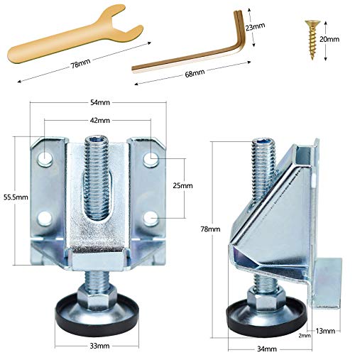 TDDL 4 Unidades Nivelador de Muebles Ajustable Resistente, M10 Patas de Nivelación con Tuercas de Bloqueo para Mesas, Estanterías, Armarios, Banco de Trabajo