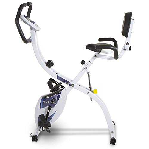 Tecnovita Bicicleta Estática X-Tri 2 YF910 Bicicleta Plegable con 3 Posiciones. Volante equivalente a 10 Kg. Respaldo