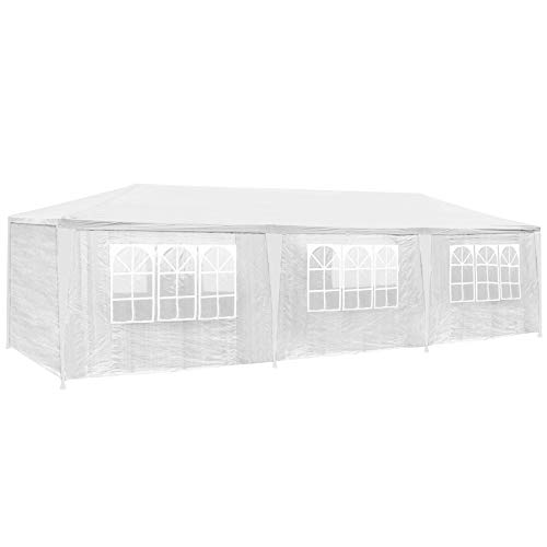 TecTake 800085 - Carpa Pabellón de Jardín, Tienda de 9x3m, Ideal para Eventos y Fiestas (Blanco | No. 400934)