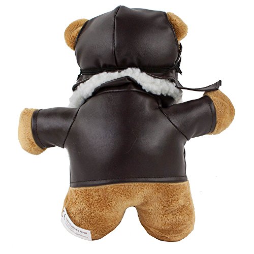 Teddys Rothenburg Oso piloto de peluche de pie, 24 cm, color marrón con traje de piloto de peluche