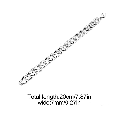 Teegxddy Pulsera de cadena cubana para hombres y mujeres/Acero inoxidable 304 / Chapado en oro Longitud 21 cm/Ancho 7.9 MM-8.6MM