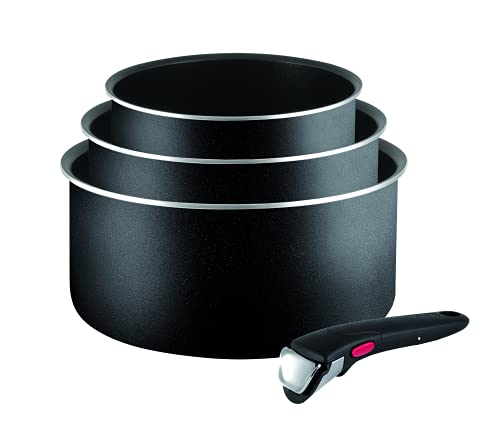 Tefal Ingenio Essential - Set de ollas (con tapas), color negro