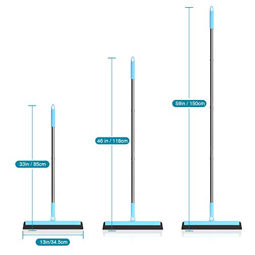 Tensun Escobilla de Espuma para Suelo, Escoba de Esponja con Escobilla de Repuesto, Escobilla de Suelos Giratorio 180° Longitud Total 59 Pulgadas, Ideal para Suelos húmedos, Ventanas, Azulejos, Garaje
