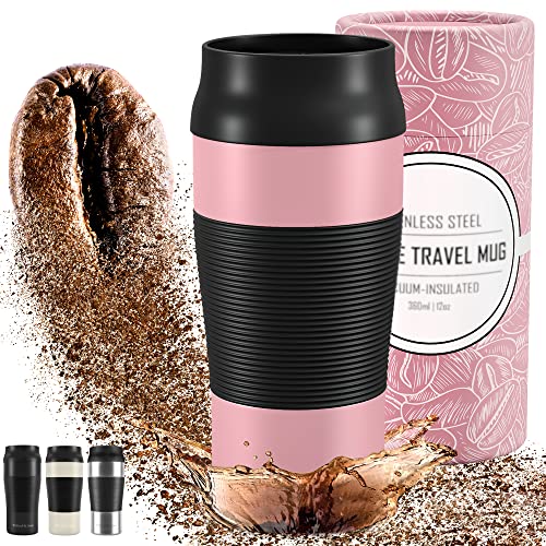 Termo Café para Llevar, Taza Termica de Viaje Acero Inoxidable 360 ml | Pequeño, sin BPA, Antigoteo, Reutilizable, Doble Pared Aislado al Vacío, Apto para Lavavajillas | Vaso Hermetico Té Caliente