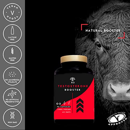 Testosterona Natural Aumenta Testosterona-Fenogreco Ginseng Maca Taurina Zinc Rendimiento Muscular Vigorizante y Potenciador del Deseo. 90 Cápsulas Vegetales Certificado VEGANO-CE-N2 Natural Nutrition