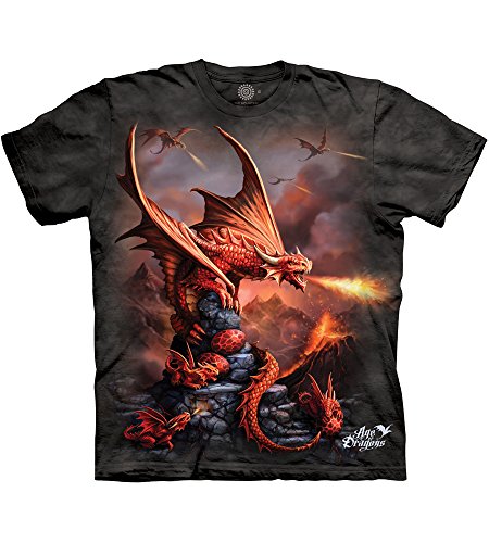 The Mountain Camiseta Fire Dragon para hombre, Gris, 3X-Large