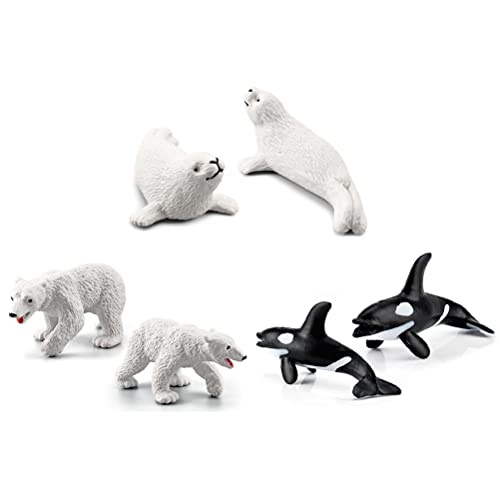 Tianbi Juego de 18 figuras de juguete de animales del océano Polar Ártico, modelo de simulación de regalo para niños, incluye lobo blanco, búho blanco, zorro blanco, conejo, zorro zorro, husky e iglú