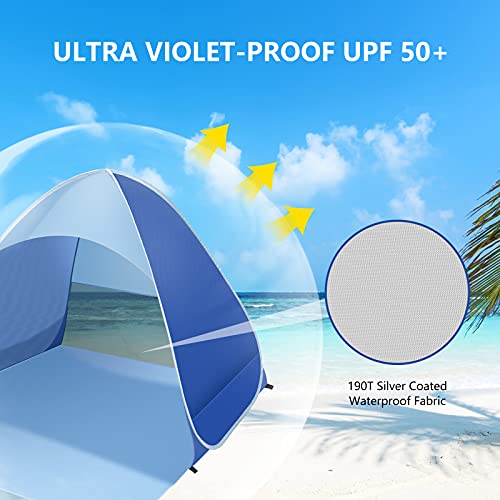 Tienda de playa, tienda de campaña de playa portátil para bebé, refugio automático con clasificación instantánea UPF50+, protección UV, impermeable, para camping, playa, pesca, picnic