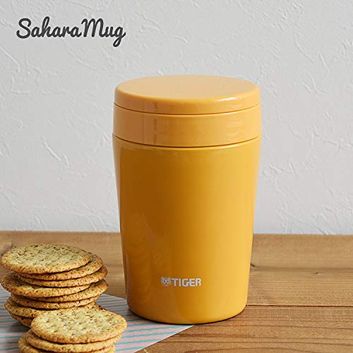 Tiger Thermos Isolation sous Vide Soupe Pot 380 ML Chaud Lunch Box Large goulot de préparation Jaune Safran Mcl-b038-ys