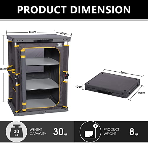 Timber Ridge Cocina de Camping Armario Camping Plegable Compartimentos 60x50x80cm Gris