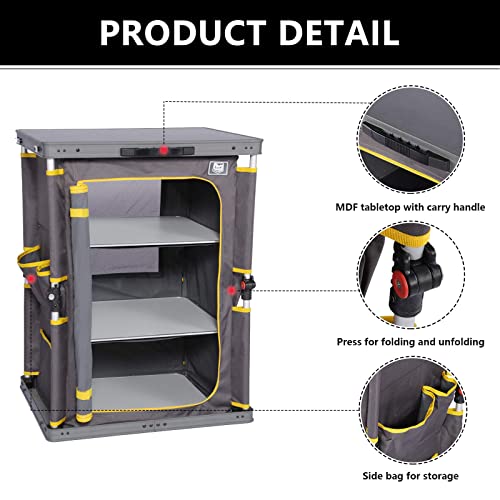 Timber Ridge Cocina de Camping Armario Camping Plegable Compartimentos 60x50x80cm Gris