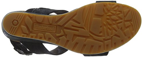 Timberland Capri Sunset Wedge, Sandalia con Pulsera Mujer, Negro Black Nubuck, 40 EU