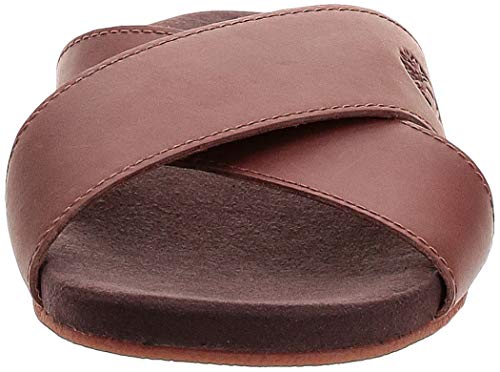 Timberland Seaton Bay Cross Strap Slide, Sandalias Hombre, Marrón Rust Leather, 44 EU