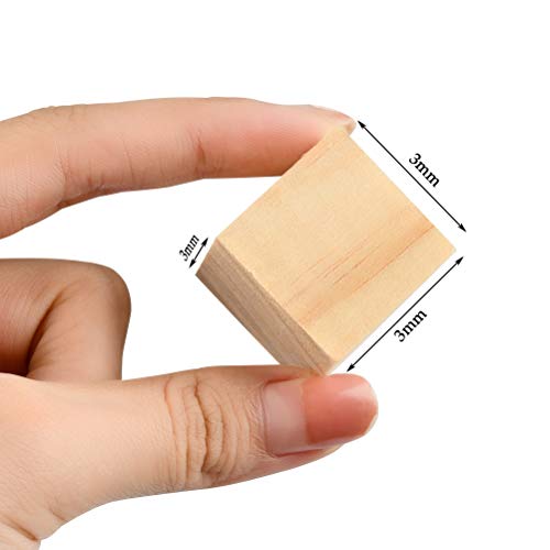 TIMESETL Mini Cubos de Madera 30Pzs Cubos de Madera Lisa 3x3 CM Cubos Cuadrados Naturales Bloques Cuadrados de Pino Crudo, Cubo de Madera DIY para Sellos, Números, Manualidades, Alfabeto