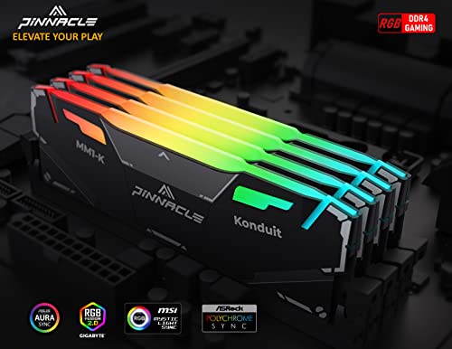 Timetec Pinnacle Konduit RGB DDR4 3200MHz PC4-25600 16-20-20-40 XMP2.0 Overclocking 1.35V Dual Rank Compatible for AMD and Intel Desktop Gaming PC Memory Module - Black (16GB Kit)