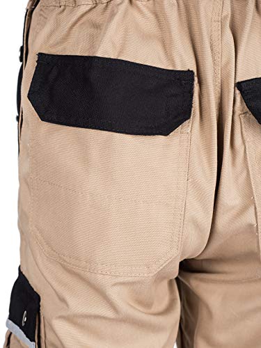 TMG® Petos de Trabajo para Hombre | Beige/Caqui | XS-7XL | Pantalones de Trabajo Resistentes con Peto | Multibolsillos y Reflectores | Carpinteros y Ebanistas 66