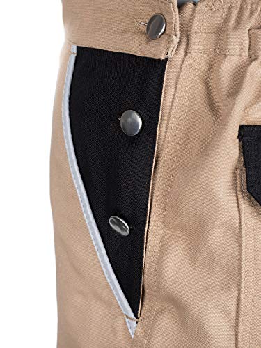 TMG® Petos de Trabajo para Hombre | Beige/Caqui | XS-7XL | Pantalones de Trabajo Resistentes con Peto | Multibolsillos y Reflectores | Carpinteros y Ebanistas 66