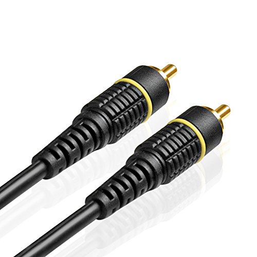 TNP Cable coaxial Digital RCA Macho a RCA Macho para Subwoofer S/PDIF, Cable Compuesto de Video con Conectores chapados en Oro para Reproductor de DVD, CD, SA-CD, D-VHS y A/V (50 pies / 15M)